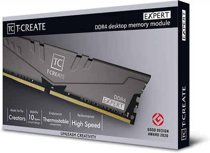T-Create Expert Overclocking 10L DDR4 64GB Kit (2 X 32GB) 3200Mhz (PC4 25600) CL16 Desktop Memory Module Ram - TTCED464G3200HC16FDC01