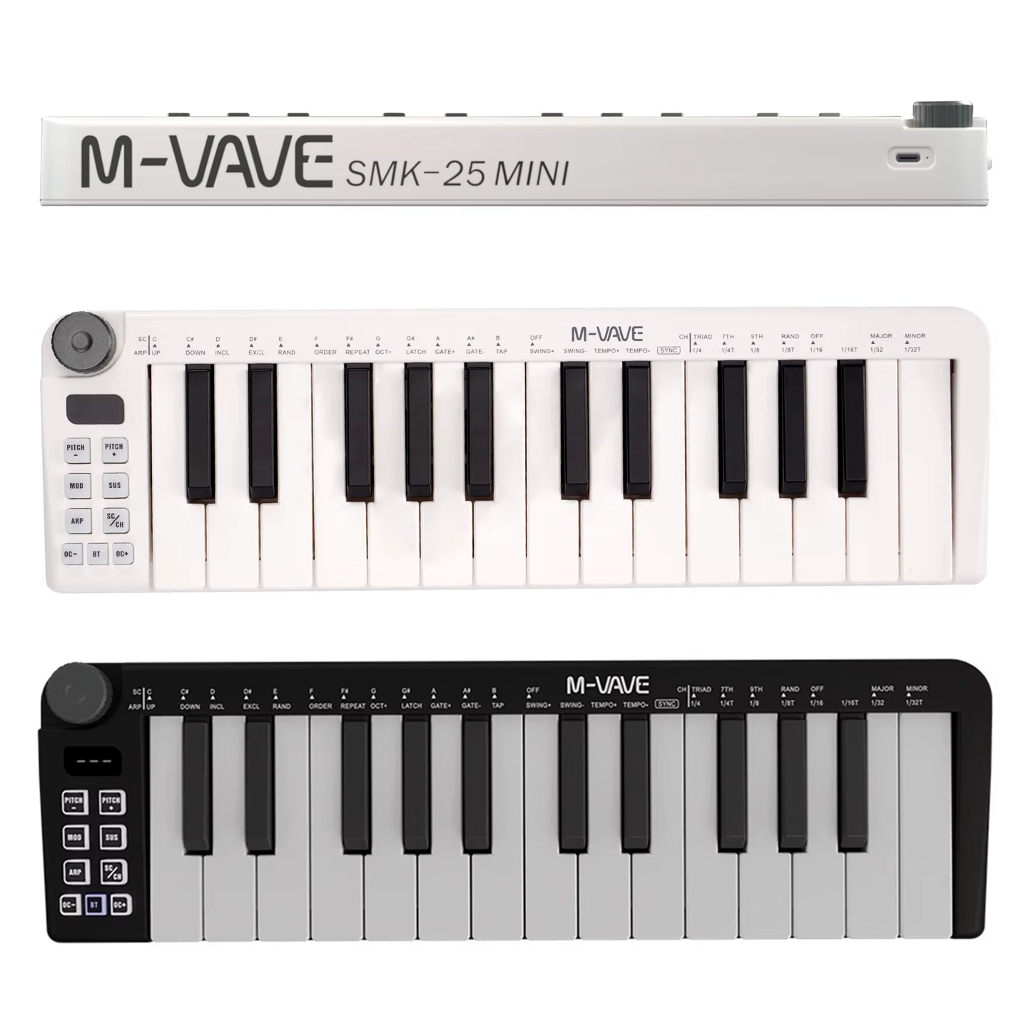 Smk-25Mini MIDI Keyboard Rechargeable 25-Key MIDI Control Keyboard Instrument Mini Portable USB Keyboard MIDI Controller