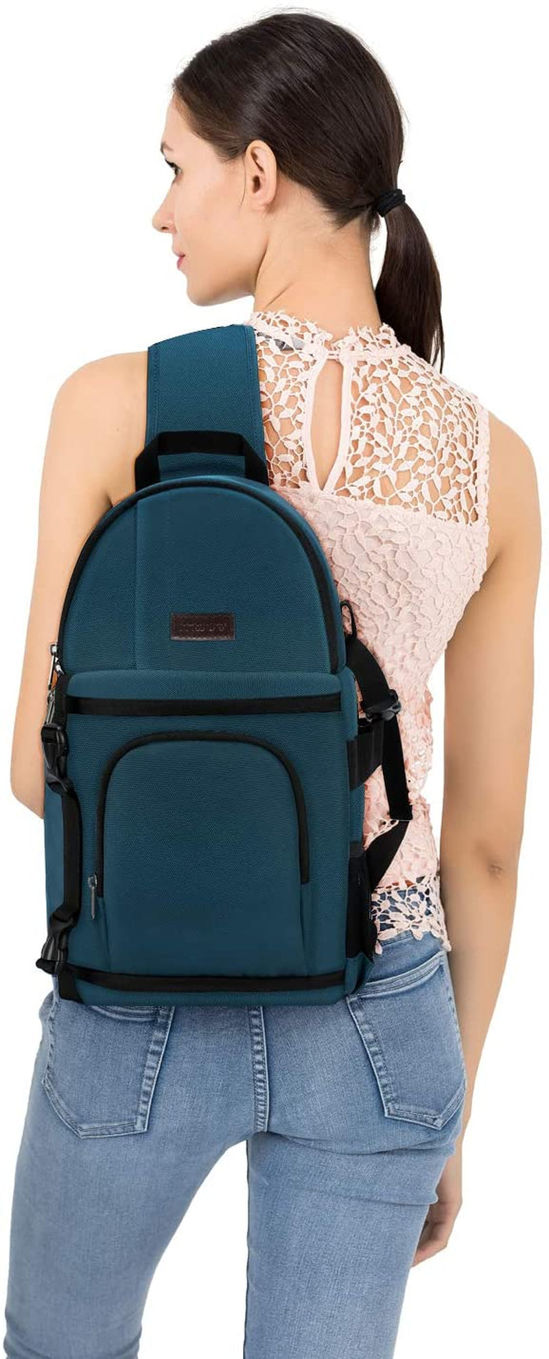 Camera Sling Bag, Dslr/Slr/Mirrorless Camera Backpack Case Shockproof Photography Backpack with Tripod Holder & Removable Modular Inserts Compatible with Canon/Nikon/Sony/Fuji