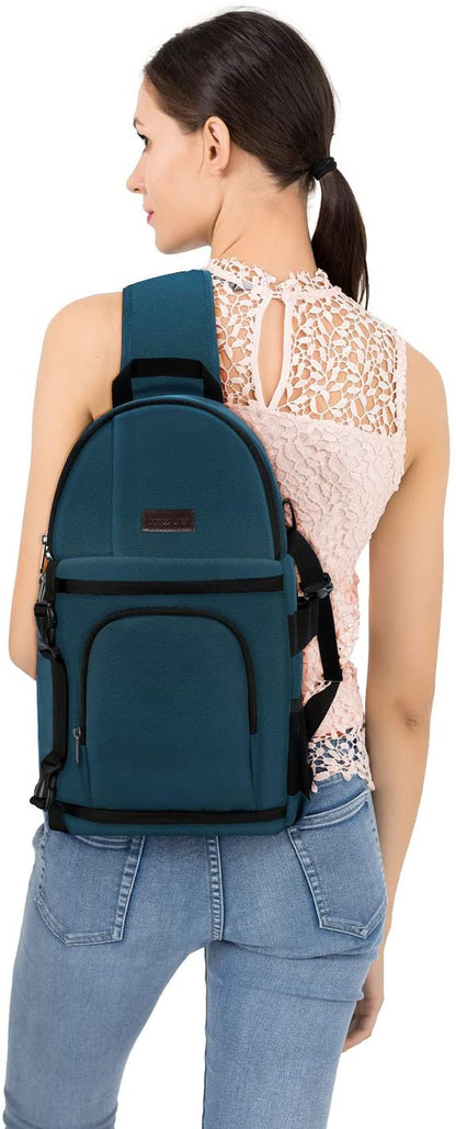 Camera Sling Bag, Dslr/Slr/Mirrorless Camera Backpack Case Shockproof Photography Backpack with Tripod Holder & Removable Modular Inserts Compatible with Canon/Nikon/Sony/Fuji